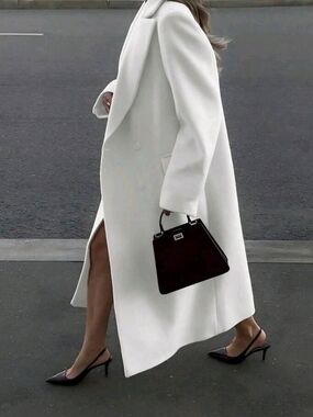 Elegant Minimalist High-End Vintage Commuting Elegant Long Coat, White